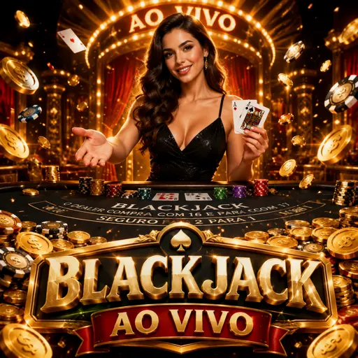 Mesa de blackjack ao vivo com dealer virando cartas em estúdio HD